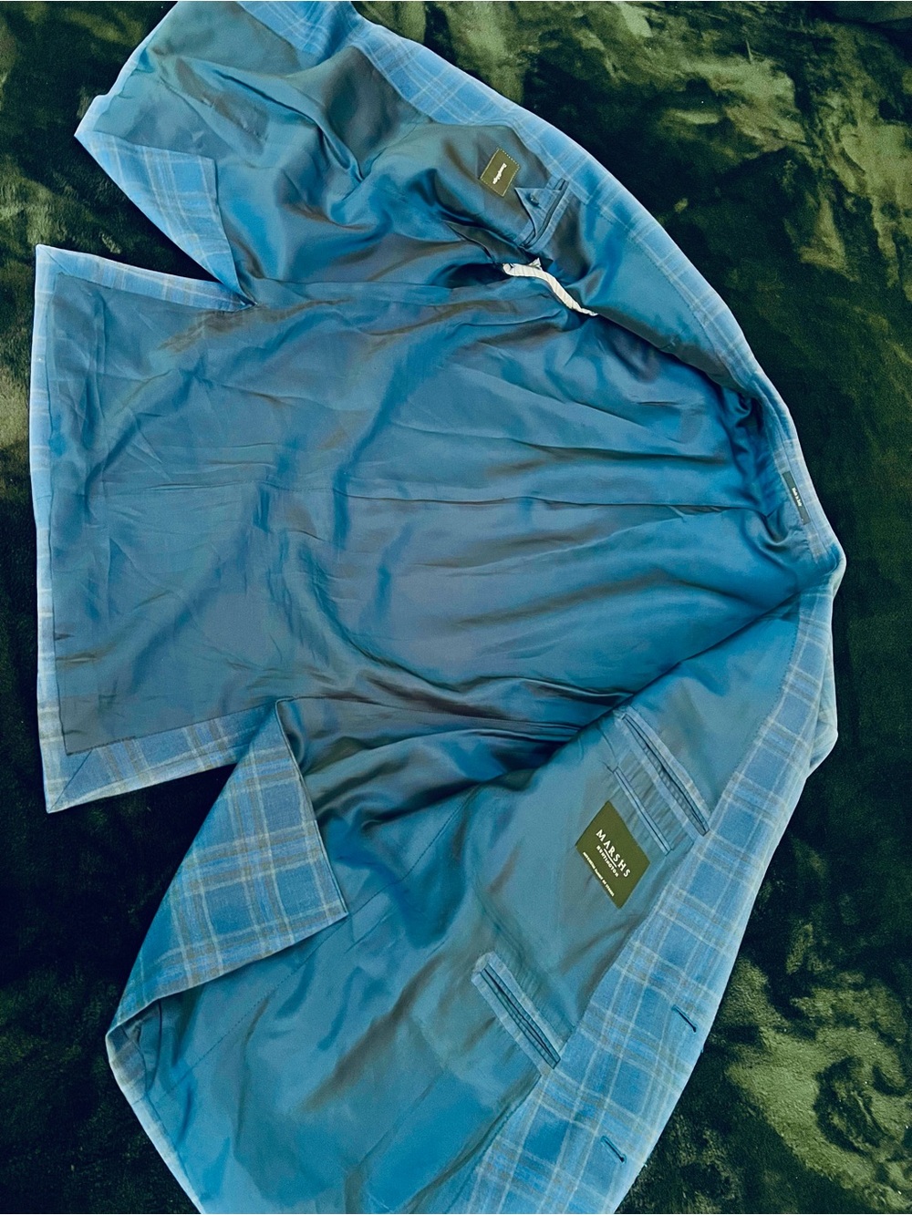 Ermenegildo Zegna Made in Italy Blue Plaid Sport Coat with Subtle Tan Windowpane - Picture 14 of 14